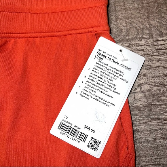 NWT Lululemon Ready to Rulu High-Rise Jogger Crop Size 10 /12 RDRK RED ROCK - Picture 3 of 5
